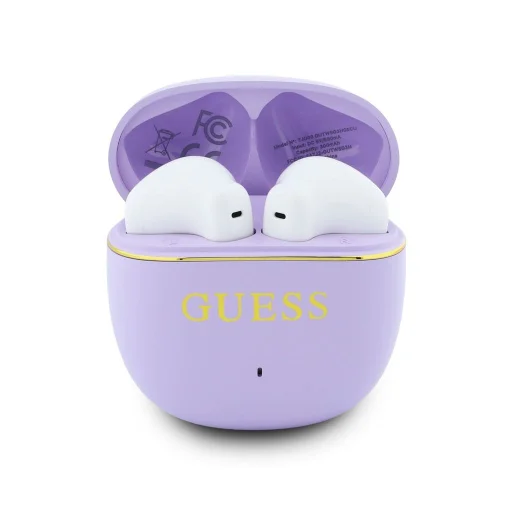 Guess Gold Line Glossy Classic Logo TWS Bezdrôtové slúchadlá Fialové - 4