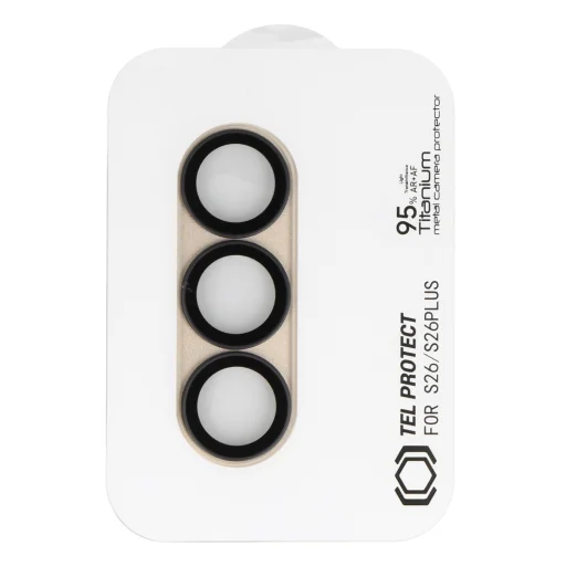 Tvrdené sklo Tel Protect 95% AR+AF Full Metal Camera Protector ochranné sklo na kameru Samsung Galaxy S26/S26 Plus zlaté (kamerový ostrovček) - 2