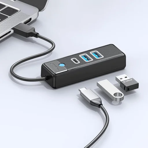 Orico PWC2U-U3 3-port USB hub 2x USB-A 3.0 1x USB-C 3.0 1 m - fekete - 2