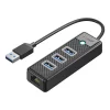 Orico PW3UR25-U3 USB Hub 4-portový 3x USB-A 3.0 1x RJ45 2.5G Ethernet 1 m - čierny thumbnail