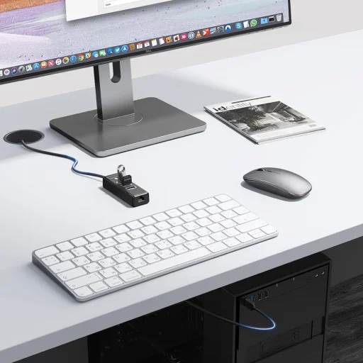 Orico PW3UR25-U3 USB Hub 4-portový 3x USB-A 3.0 1x RJ45 2.5G Ethernet 1 m - čierny - 2