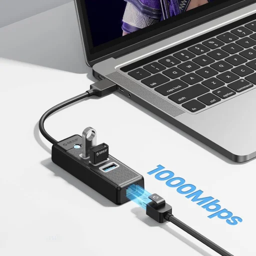 Orico PW3UR25-U3 USB Hub 4-portový 3x USB-A 3.0 1x RJ45 2.5G Ethernet 1 m - čierny - 4