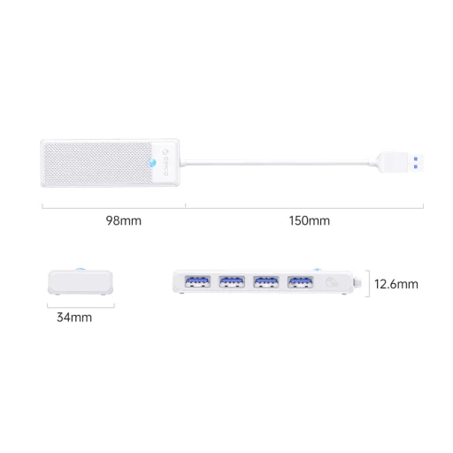 Orico PAPW4A-U3 USB Hub 4-port 4x USB-A 3.0 0.15 m - biely - 2