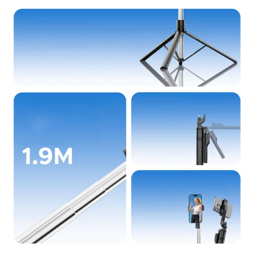 Selfie tyč Orico SPM190 statív 1/4" pre telefón a kameru s 360-stupňovou rotáciou Bluetooth 5.2 - čierna - 4