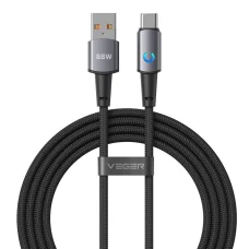 VEGER AC1-ZSD USB-A - USB-C kábel s LED indikátorom 1,2 m čierny