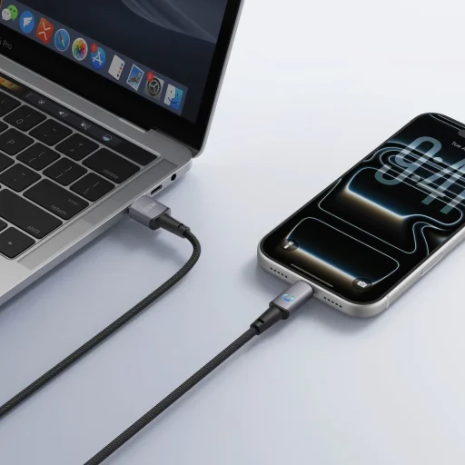 VEGER AC1-ZSD USB-A - USB-C kábel s LED indikátorom 1,2 m čierny - 2