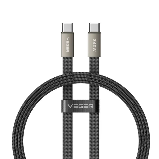 VEGER CC2-MTB plochý Type-C - Type-C PD 5A 240W kábel 1,5 m čierny - 1