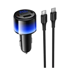 Hoco nabíjačka do auta USB-A + 2x USB-C PD QC3.0 37W + kábel USB-C – USB-C Z69A čierna