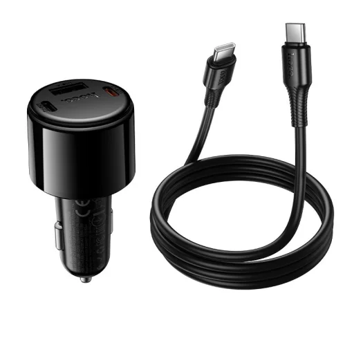 Hoco nabíjačka do auta USB-A + 2x USB-C PD QC3.0 37W + kábel USB-C – USB-C Z69A čierna - 6