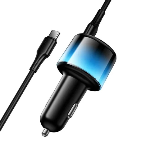 Hoco nabíjačka do auta USB-A + 2x USB-C PD QC3.0 37W + kábel USB-C – USB-C Z69A čierna - 3