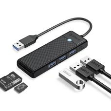 Orico PAPW3AT-U3 USB Hub 4-portový 3x USB-A 3.0 s čítačkou microSD/SD kariet 1 m - čierny