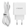 VEGER USB-A + USB-C PD QC3.0 3,25 A 65 W sieťový nabíjací adaptér + USB-C–USB-C kábel TR67 biely thumbnail