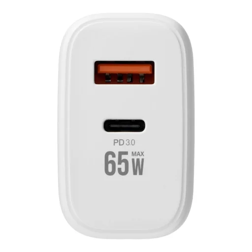 VEGER USB-A + USB-C PD QC3.0 3,25 A 65 W sieťový nabíjací adaptér + USB-C–USB-C kábel TR67 biely - 2