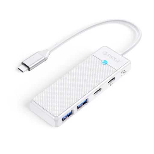 Orico PAPW2AC-C3 USB Hub 4-portový 2x USB-A 3.0 1x USB-C 3.0 s USB-C PD 100W nabíjaním 0,15m - biely - 1