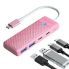 Orico PAPW2AC-C3-C3 USB Hub 4-portový 2x USB-A 3.0 1x USB-C 3.0 so 100W USB-C PD nabíjaním 0,15m - ružový thumbnail