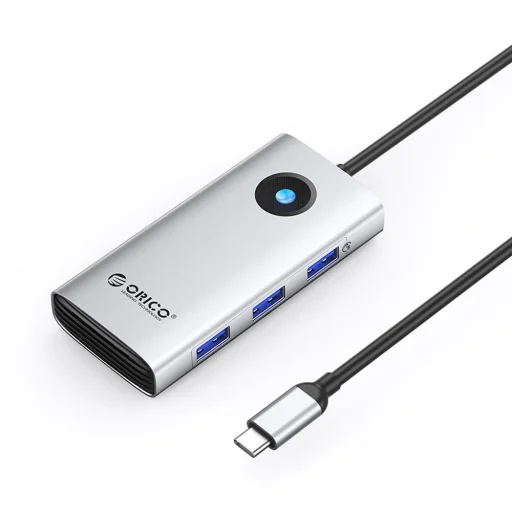 Orico PW11 6 v 1 USB-C dokovacia stanica 3x USB-A 3.0 1x USB-C PD 100W 1x HDMI 4K 30Hz 1x RJ45 2.5G Ethernet - strieborná - 1