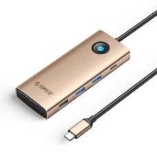 Orico PW11 8v1 USB-C dokovacia stanica 2x USB-A 3.0 1x USB-A 2.0 1x USB-C 3.0 1x USB-C PD 100W 1x HDMI 4K 60Hz 1x VGA 1080P 60Hz 1x RJ45 Gigabit Ethernet - Ružovo zlatá