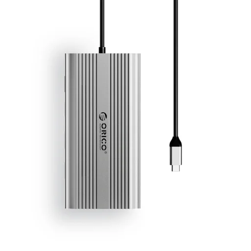 Orico XDR 12in1 USB-C dokovacia stanica USB-A USB-C HDMI 4K VGA RJ45 Gigabit PD 100W čítačka kariet SD a microSD - strieborná - 2