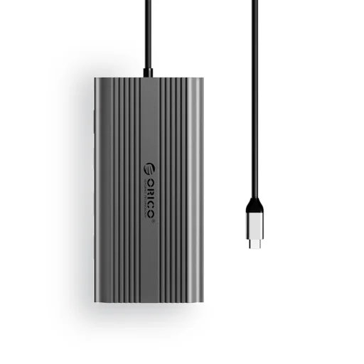Orico XDR 12 v 1 USB-C dokovacia stanica USB-A USB-C HDMI 4K VGA RJ45 Gigabit PD 100W čítačka kariet SD a microSD - Sivá - 2