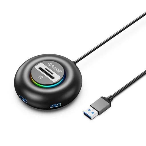 Orico YXR5-U3 RGB USB Hub 4-portový USB-A 3.0 čítačka SD a microSD kariet 0.3m - čierny - 1