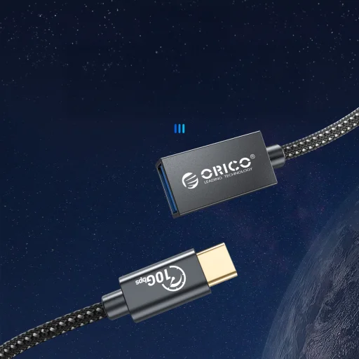 Orico CAF31 USB-C - USB-A 3.1 Gen 2 10Gbps 1m OTG adaptér - čierny - 2