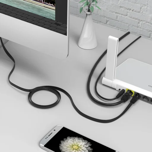 Orico PUG-C6B CAT6 1000Mbps RJ45 Ethernet sieťový kábel, plochý LAN, 10m, čierny - 7