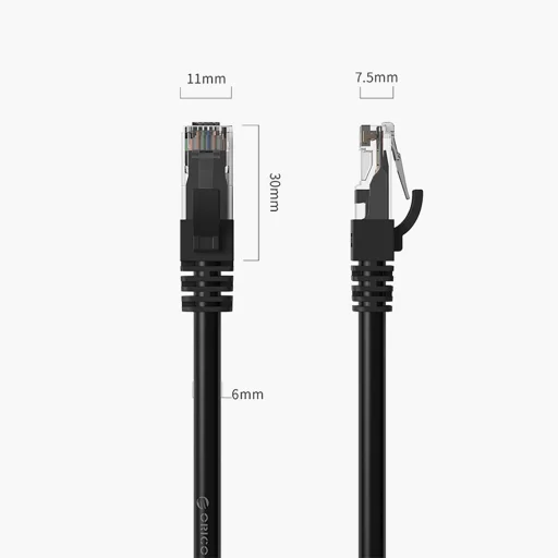 Orico PUG-C6 CAT6 1000Mbps RJ45 Ethernet sieťový kábel internet LAN okrúhly 1m - čierny - 3
