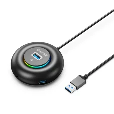 Orico YXR4-U3 RGB USB Hub 4-Port USB-A 3.0 audio/mikrofon porttal 0,3m - Fekete