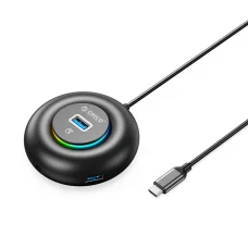 Orico YXR4-C3 RGB USB Hub 4-portový USB-A 3.0 s audio/mikrofónnym portom, 1,8m - čierny
