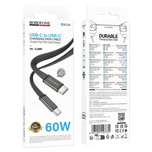 Borofone BX124 Peace - Type C - Type C - PD 60W 1 méter fekete - 8