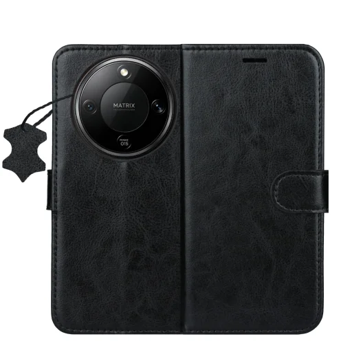Honor Magic 8 Lite Smart Luxe kožené puzdro čierne puzdro - 1
