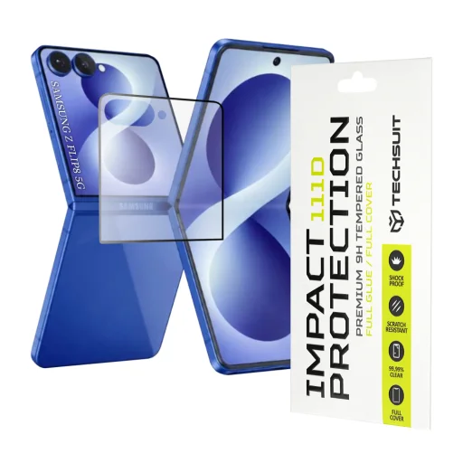 Samsung Galaxy Z Flip8 Čierne Techsuit 111D Ochranné tvrdené sklo s celoplošným pokrytím / lepením - 1