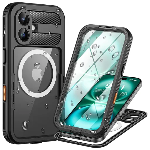 ShellBox - Vodotesné puzdro IP68 - iPhone 16 - Čierne puzdro - 1