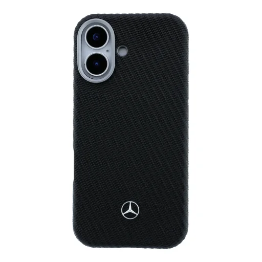 Mercedes puzdro z PU kože s efektom dreva, polovičný kryt MagSafe iPhone 17 čierne puzdro - 3
