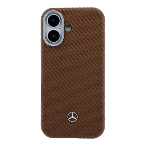 Mercedes PU kožené puzdro s imitáciou dreva MagSafe pre iPhone 17, karamelové - 3