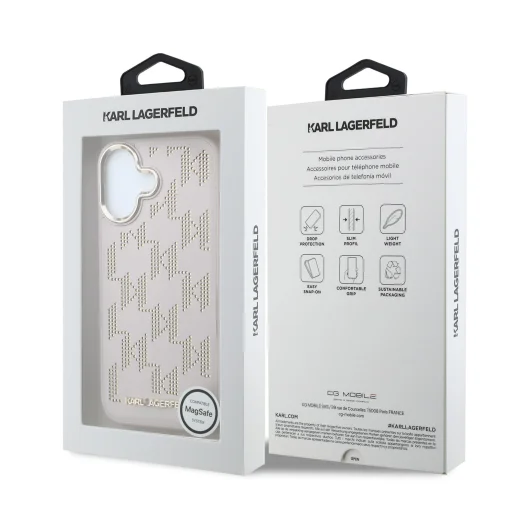 Karl Lagerfeld PU Perforated Monogram MagSafe kryt na iPhone 17 ružový kryt - 7