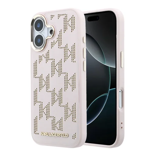 Karl Lagerfeld PU Perforated Monogram MagSafe kryt na iPhone 17 ružový kryt - 1