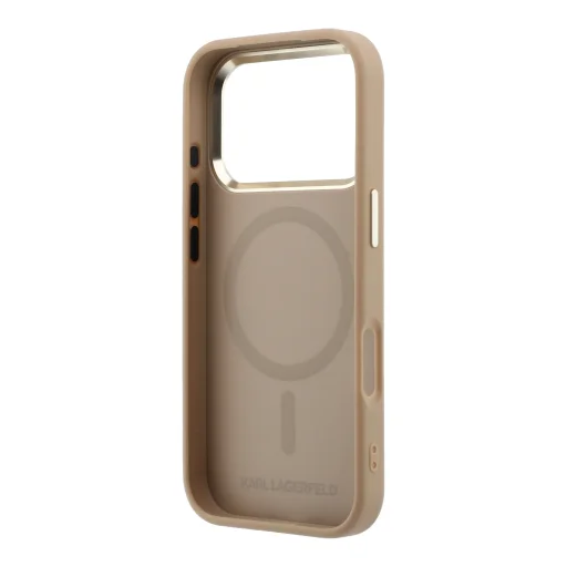 Karl Lagerfeld PU Perforated Gold Dots MagSafe puzdro pre iPhone 17 Pro Béžové - 6