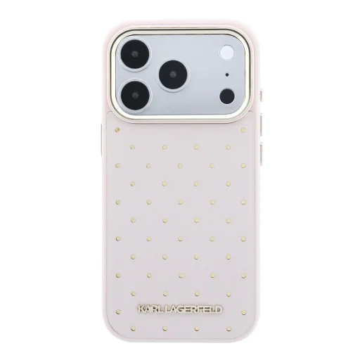Karl Lagerfeld PU Perforated Zlaté bodky MagSafe kryt pre iPhone 17 Pro Max ružový kryt - 3