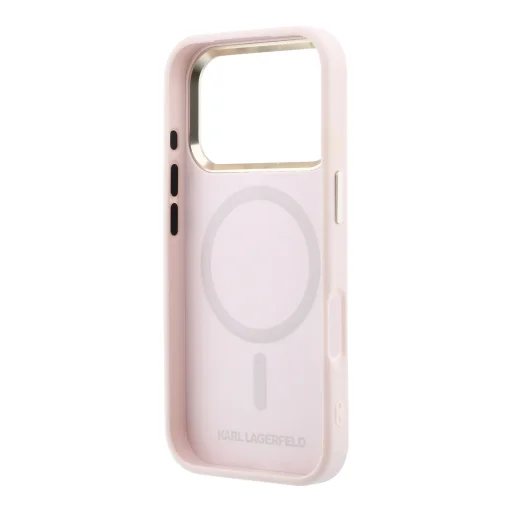 Karl Lagerfeld PU Perforated Zlaté bodky MagSafe kryt pre iPhone 17 Pro Max ružový kryt - 6