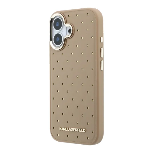 Karl Lagerfeld PU Perforated Gold Dots MagSafe kryt na iPhone 17 béžový - 2