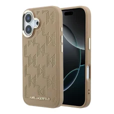 Karl Lagerfeld PU Perforated Monogram MagSafe kryt pre iPhone 17 béžový