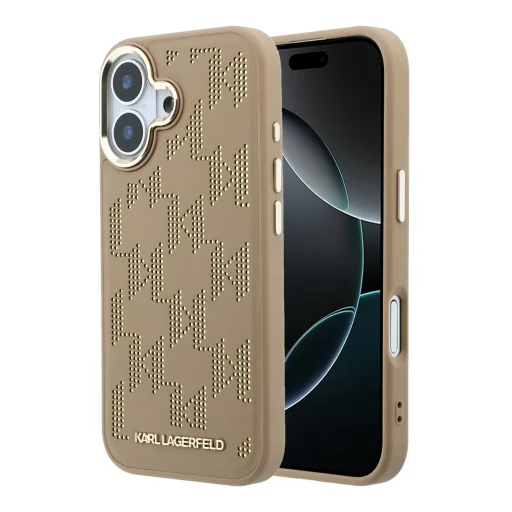 Karl Lagerfeld PU Perforated Monogram MagSafe kryt pre iPhone 17 béžový - 1