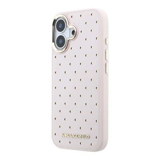 Karl Lagerfeld PU Perforated Gold Dots MagSafe kryt iPhone 17 ružový kryt - 2