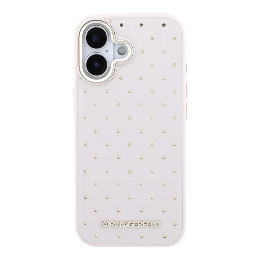 Karl Lagerfeld PU Perforated Gold Dots MagSafe kryt iPhone 17 ružový kryt - 3