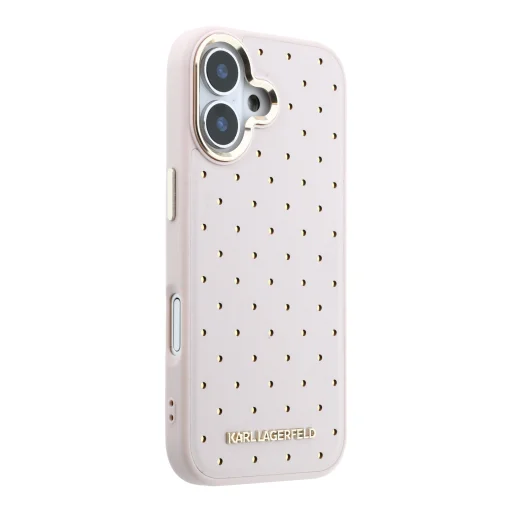 Karl Lagerfeld PU Perforated Gold Dots MagSafe kryt iPhone 17 ružový kryt - 4