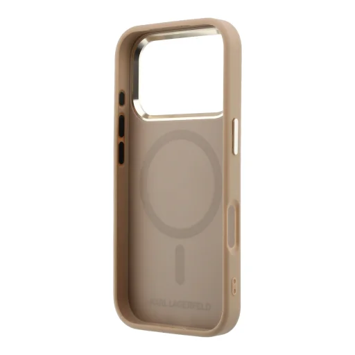 Karl Lagerfeld PU perforované monogramové MagSafe puzdro iPhone 17 Pro Max béžové puzdro - 6