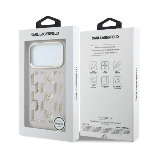 Karl Lagerfeld PU Perforated Monogram MagSafe puzdro iPhone 17 Pro Max ružové puzdro - 7