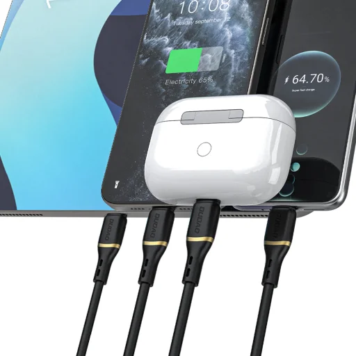 Dudao 1m 30W tekutý silikónový dátový kábel Lightning čierny - 2
