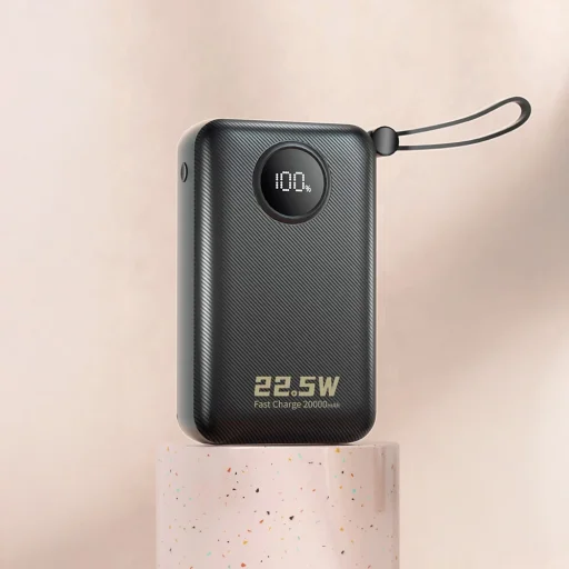 Dudao K14+ 22,5W 20000 mAh powerbanka so zabudovaným káblom typu C a Lightning, čierna - 2